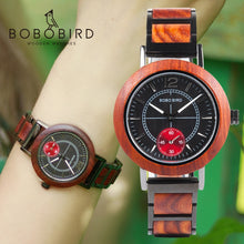 Load image into Gallery viewer, les montres BOBO BIRD Wooden Men Watches Top Brand Luxury Stylish Women Quartz Watch Personalized Gifts for Couples