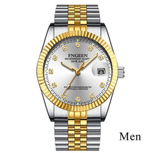 Load image into Gallery viewer, Gold Watches for Men 2019 Top Brand Luxury Diamond Quartz Couple Watch Women Steel Strap Date Luminous Reloj Hombre Love Watches