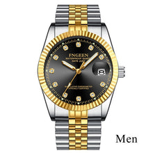 Load image into Gallery viewer, Gold Watches for Men 2019 Top Brand Luxury Diamond Quartz Couple Watch Women Steel Strap Date Luminous Reloj Hombre Love Watches
