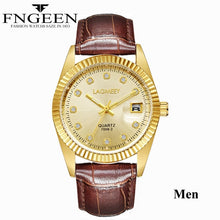 Load image into Gallery viewer, Gold Watches for Men 2019 Top Brand Luxury Diamond Quartz Couple Watch Women Steel Strap Date Luminous Reloj Hombre Love Watches