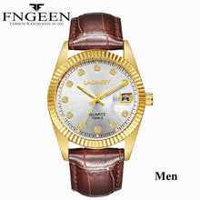 Load image into Gallery viewer, Gold Watches for Men 2019 Top Brand Luxury Diamond Quartz Couple Watch Women Steel Strap Date Luminous Reloj Hombre Love Watches