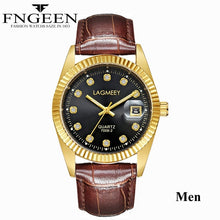 Load image into Gallery viewer, Gold Watches for Men 2019 Top Brand Luxury Diamond Quartz Couple Watch Women Steel Strap Date Luminous Reloj Hombre Love Watches