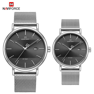 Newest Lover's Watches NAVIFORCE Quartz Simple Clock Men Women Waterproof Full Steel Couple Wristwatches Relogio Masculino 2019
