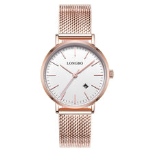 Load image into Gallery viewer, Longbo Luxury Lovers Watches Men Women Automatical Calendar Mesh Stainless Steel Adjustable Band Quartz Gift Watch Montre Homme