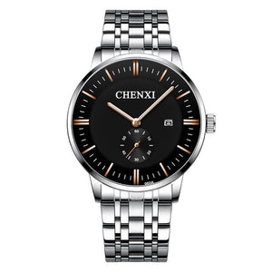 CHENXI Lover's Wristwatches Women Fashion Watches Men or Lady Quartz Watch Silver Stainless steel Waterproof Clock Date Watches