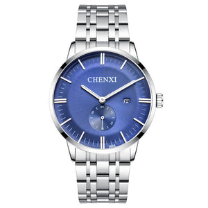 CHENXI Lover's Wristwatches Women Fashion Watches Men or Lady Quartz Watch Silver Stainless steel Waterproof Clock Date Watches
