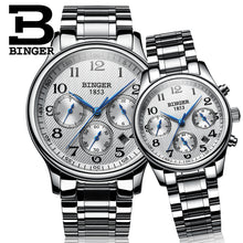 Load image into Gallery viewer, Switzerland watches Lover&#39;s Luxury brand BINGER Men&#39;s Mechanical and Women&#39;s Quartz Wristwatches Sapphire Waterproof B-603MW