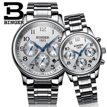 Load image into Gallery viewer, Switzerland watches Lover&#39;s Luxury brand BINGER Men&#39;s Mechanical and Women&#39;s Quartz Wristwatches Sapphire Waterproof B-603MW