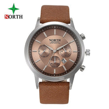 Load image into Gallery viewer, North Luxury Men Watches Waterproof Genuine Leather Fashion Casual Wristwatch Man Business Sport Clock Classic Blue Silver 6009