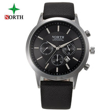 Load image into Gallery viewer, North Luxury Men Watches Waterproof Genuine Leather Fashion Casual Wristwatch Man Business Sport Clock Classic Blue Silver 6009