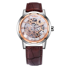 Load image into Gallery viewer, Winner Hand-wind Mechanical Watch Unisex Women&#39;s Watch Skeleton Leather Strap Roman Number Display Business Vogue +Box