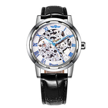 Load image into Gallery viewer, Winner Hand-wind Mechanical Watch Unisex Women&#39;s Watch Skeleton Leather Strap Roman Number Display Business Vogue +Box