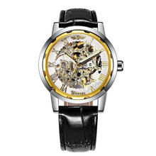 Load image into Gallery viewer, Winner Hand-wind Mechanical Watch Unisex Women&#39;s Watch Skeleton Leather Strap Roman Number Display Business Vogue +Box